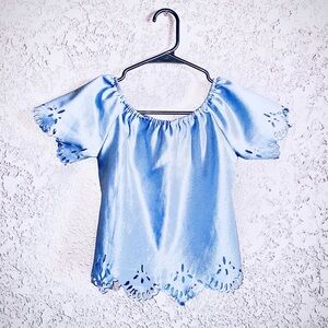 Light Blue Off-Shoulder Blouse